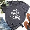 In Vino Veritas Latin Truth In Wine Bella Canvas T-shirt Heather Dark Grey
