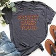 Vintage Protect Queer Youth Rainbow Lgbt Rights Pride Bella Canvas T-shirt Heather Dark Grey