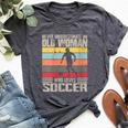 Vintage Never Underestimate An Old Woman Who Loves Soccer Bella Canvas T-shirt Heather Dark Grey