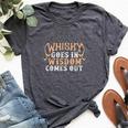 Whiskey Goes In Wisdom Comes Out Whiskey Bourbon Bella Canvas T-shirt Heather Dark Grey