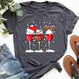 Wine Christmas Santa Hat Xmas Lights Reindeer Antlers Bella Canvas T-shirt Heather Dark Grey