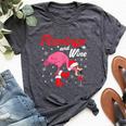 Wine Drinking Flamingo Christmas Bella Canvas T-shirt Heather Dark Grey