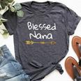 Women's Blessed Nana Cute Gold Arrow Thanksgiving Bella Canvas T-shirt Heather Dark Grey