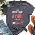 Never Underestimate A Girl Who Plays Softball Girl Bella Canvas T-shirt Heather Deep Teal