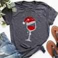 Wine Glasses Santa Hat Christmas Wine Lover Bella Canvas T-shirt Heather Deep Teal