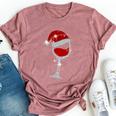 Wine Glasses Santa Hat Christmas Wine Lover Bella Canvas T-shirt Heather Dark Grey