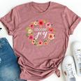 Choose Joy Inspirational Quote Boho Floral Wreath Bella Canvas T-shirt Heather Mauve