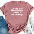 A Good Day Starts With Coffee & Crab-Eating Macaque Bella Canvas T-shirt Heather Mauve
