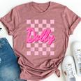 Girl Retro Dolly First Name Personalized Groovy Birthday Bella Canvas T-shirt Heather Mauve