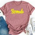 Horseshoe Bay Beach Bermuda Yellow Text Bella Canvas T-shirt Heather Mauve