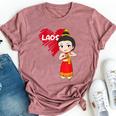 Laos Lao Laotian Proud Flag Traditional Dress Lao Sinh Girl Bella Canvas T-shirt Heather Mauve