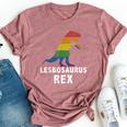 Lesbosaurus Rex Dinosaur In Rainbow Flag For Lesbian Pride Bella Canvas T-shirt Heather Mauve