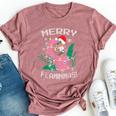 Merry Flaminmas Flamingo Lover Christmas Holiday Season Bella Canvas T-shirt Heather Mauve