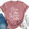 Spin Class Joke Spinning Instructor Spin Now Wine Later Bella Canvas T-shirt Heather Mauve