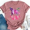 Support Squad Pink Ribbon Butterfly Breast Cancer Awareness Bella Canvas T-shirt Heather Mauve
