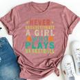 Never Underestimate A Girl Who Plays Basketball Retro Bella Canvas T-shirt Heather Mauve