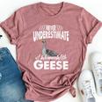 Never Underestimate A Woman With Geese Goose Bella Canvas T-shirt Heather Mauve