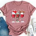 Wine Christmas Santa Hat Xmas Lights Reindeer Antlers Bella Canvas T-shirt Heather Mauve