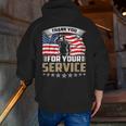 Thank You For Your Service American Flag Veteran Day Zip Up Hoodie Back Print