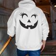 Eyelashes Halloween Outfit Pumpkin Face Costume Zip Up Hoodie Back Print