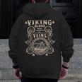 Viking Blood Runs Through My Veins Viking Ship Urnes Style Zip Up Hoodie Back Print