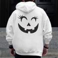 Eyelashes Halloween Outfit Pumpkin Face Costume Zip Up Hoodie Back Print