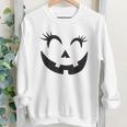 Eyelashes Halloween Outfit Pumpkin Face Costume Youth Sweatshirt