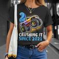 2 Crushing It Since 2021 Monster Truck 2Nd Birthday Boys Unisex T-Shirt Gifts for Her