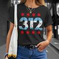 312 Chicago Area Code City Skyline Flag Distressed T-Shirt Gifts for Her