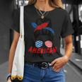 4Th Of July 2023 Messy Bun Mom Patriotic All-American Nurse Unisex T-Shirt Gifts for Her