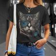 4Th Of July Cat American Flag America Patriotic Funny Unisex T-Shirt Gifts for Her