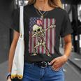 4Th Of July Dabbing Skeleton American Flag Dabbing Unisex T-Shirt Gifts for Her
