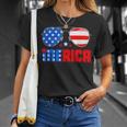 4Th Of July Shirt Merica Sunglasses All America Usa Flag Unisex T-Shirt Gifts for Her