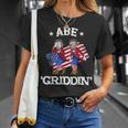 Abe Griddin Abraham Lincoln Griddy 4Th Of July Usa Flag Unisex T-Shirt Gifts for Her