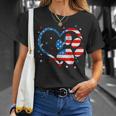 American Flag Patriotic Dog & Cat Paw Print 4Th Of July Unisex T-Shirt Gifts for Her