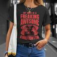 Awesome My Wife Is A Firefighter Husband Proud Fire Wife Gift For Women Unisex T-Shirt Gifts for Her