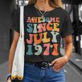 Awesome Since July 1971 Hippie Retro Groovy Birthday Unisex T-Shirt Gifts for Her