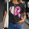 Baseball Heart Pink Ribbon Warrior Breast Cancer Awareness T-Shirt Gifts for Her