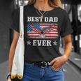Best Dad Ever With Us American Flag Fathers Day Eagle Unisex T-Shirt Gifts for Her