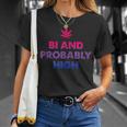 Bi And Probably High Bisexual Flag Pot Weed Marijuana T-Shirt Gifts for Her