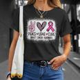 Bleached Peace Love Cure Leopard Breast Cancer Awareness T-Shirt Gifts for Her