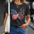 Butterfly Patriotic Peace Signs 4Th Of July Us Flag Unisex T-Shirt Gifts for Her