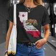 California State Flag And Outline Distressed T-Shirt Gifts for Her