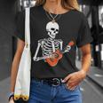 Cool Ukulele Skeleton Playing Guitar Instrument Halloween T-Shirt Gifts for Her
