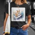 Corgi Surfing Wave Dog Surfing Corgi At The Beach Unisex T-Shirt Gifts for Her