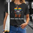 Cute Lgbt Pride Love Is Love Doberman Dog Puppy Unisex T-Shirt Gifts for Her