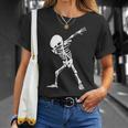 Dabbing Skeleton - Funny Halloween Dab Skull Unisex T-Shirt Gifts for Her