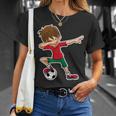 Dabbing Soccer Boy Morocco Moroccan Flag Jersey T-Shirt Gifts for Her