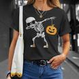 Dancing Skeleton Halloween Pumpkin Dab Dabbing Vintage Pumpkin Funny Gifts Unisex T-Shirt Gifts for Her