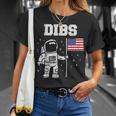 Dibs Moon Astronaut Us American Flag Fun 4Th Of July Fourth Unisex T-Shirt Gifts for Her
